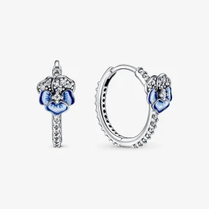 (Bild für) PANDORA Blaue Stiefmütterchen-Blumen-Creolen - 290775C01