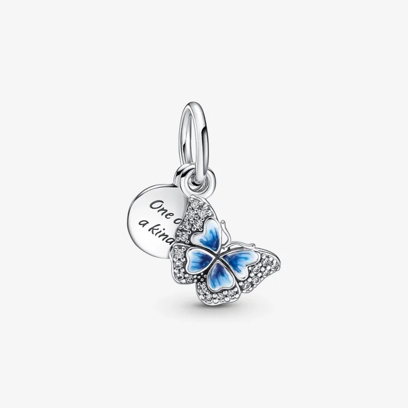 (Bild für) PANDORA Blauer Doppel-Anhänger mit Schmetterling und Zitat - 790757C01