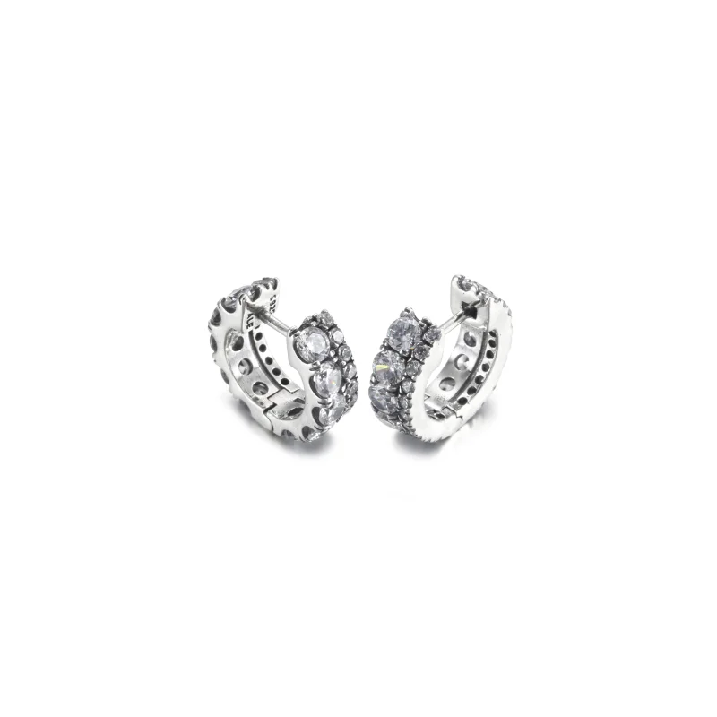 (Bild für) PANDORA Doppelband-Pavé-Creolen - 290058C01 - Ansicht 3