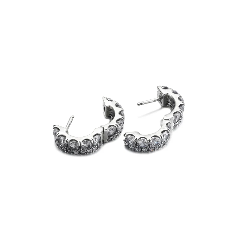 (Bild für) PANDORA Doppelband-Pavé-Creolen - 290058C01 - Ansicht 6