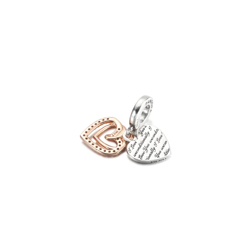 (Bild für) PANDORA Entwined Hearts Double Dangle Charm - 781062C01 - Ansicht 4