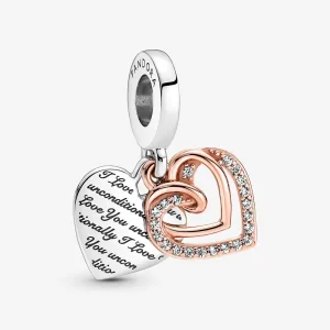 (Bild für) PANDORA Entwined Hearts Double Dangle Charm - 781062C01