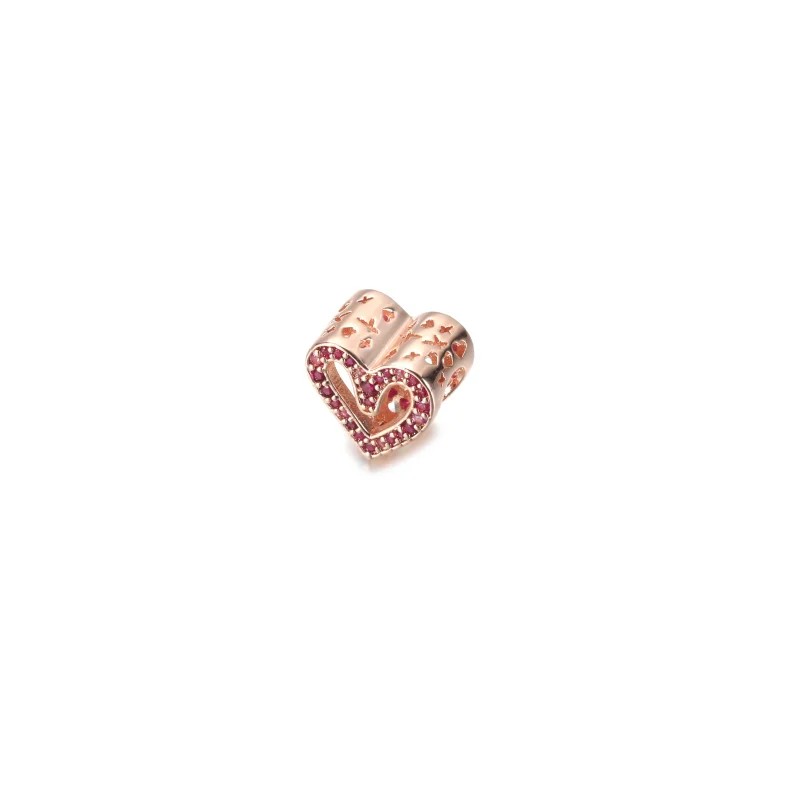 (Bild für) PANDORA funkelnder rubinrot-rosa Freihand-Herzanhänger - 788692C02 - Ansicht 2