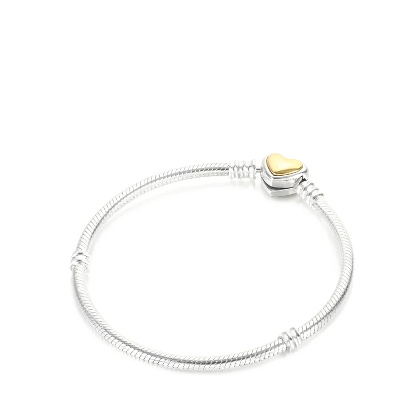 (Bild für) PANDORA gewölbtes goldenes Schlangenkettenarmband mit Herzverschluss - 599380C00 - Ansicht 2