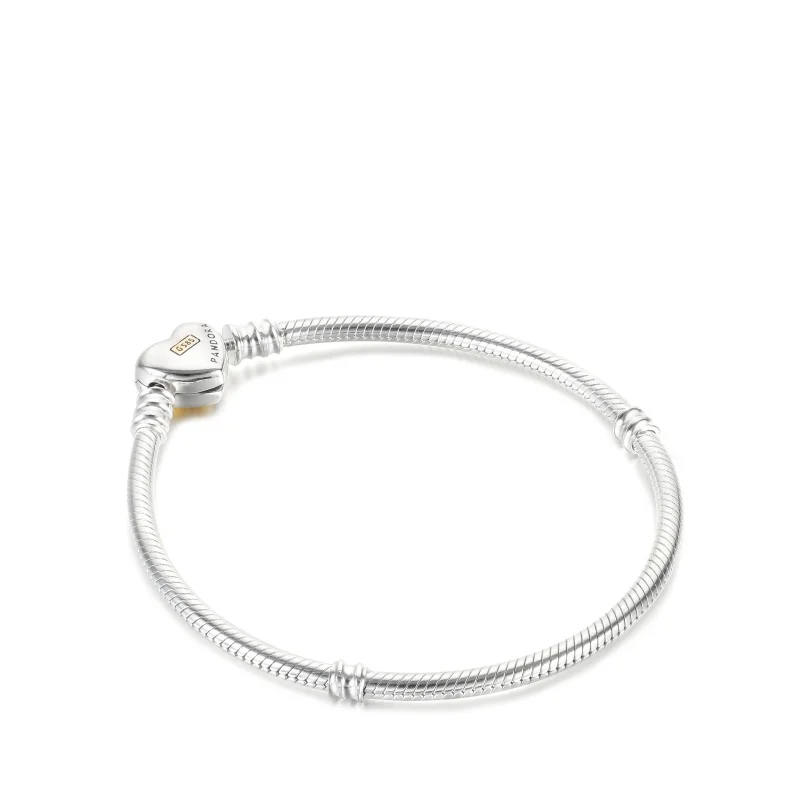 (Bild für) PANDORA gewölbtes goldenes Schlangenkettenarmband mit Herzverschluss - 599380C00 - Ansicht 3