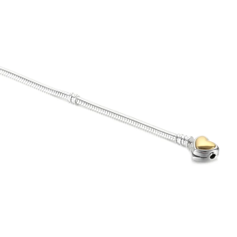 (Bild für) PANDORA gewölbtes goldenes Schlangenkettenarmband mit Herzverschluss - 599380C00 - Ansicht 5