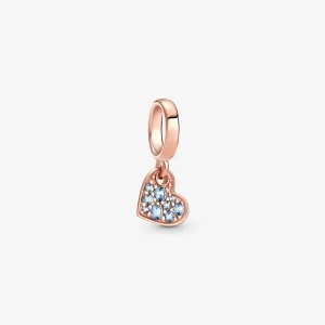 (Bild für) PANDORA Hellblauer Pavé-Anhänger mit geneigtem Herz - 789404C01