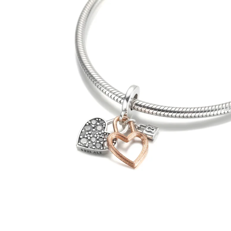 (Bild für) PANDORA Herz-Vorhängeschloss-Doppelanhänger-Charm - 780087C01 - Ansicht 5