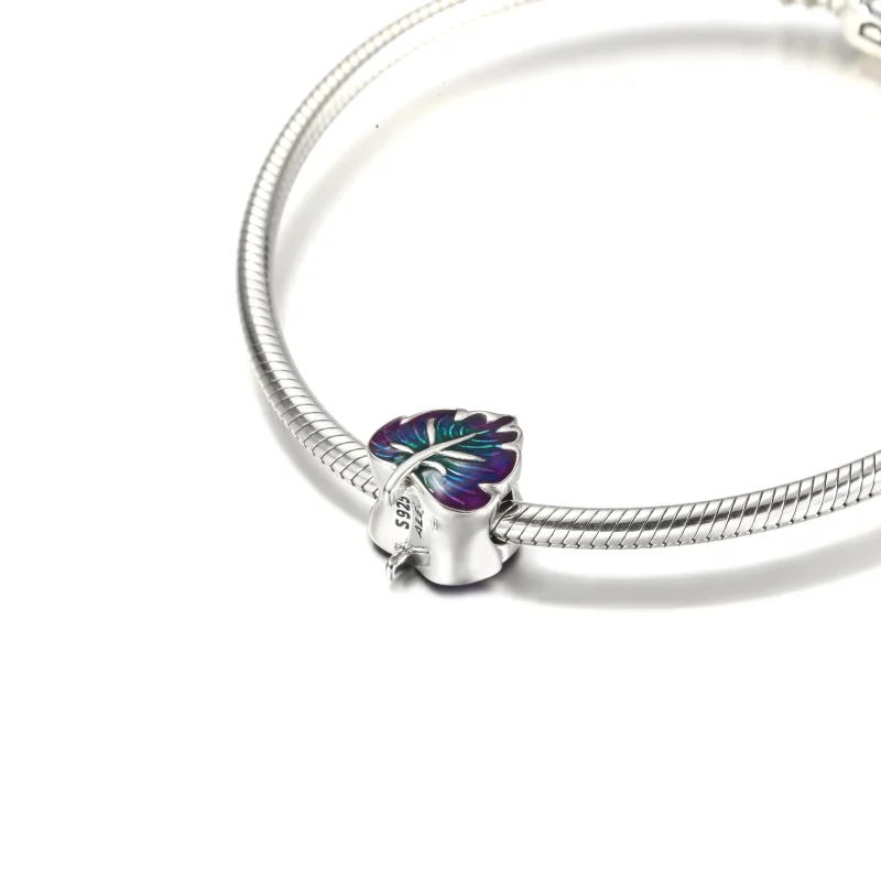 (Bild für) PANDORA Lila & Grünes Blatt-Charm - 799542C01 - Ansicht 6