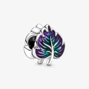 (Bild für) PANDORA Lila & Grünes Blatt-Charm - 799542C01