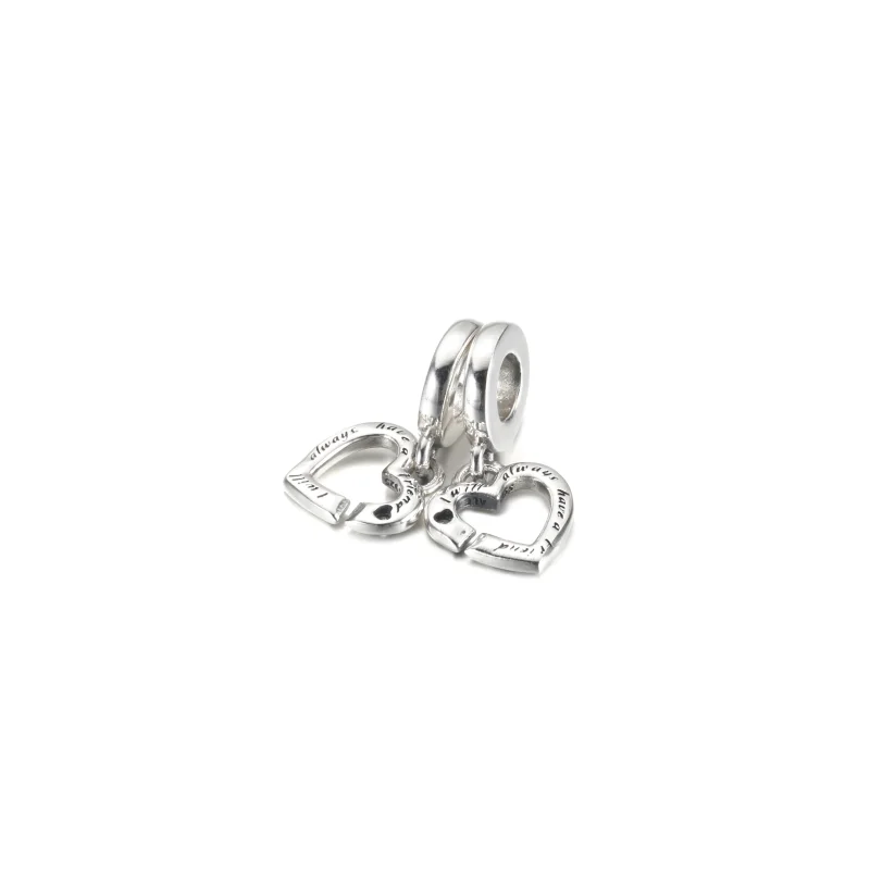 (Bild für) PANDORA Linked Sister Hearts Split Dangle Charm - 799538C01 - Ansicht 2