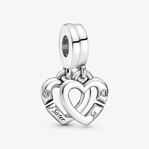 (Bild für) PANDORA Linked Sister Hearts Split Dangle Charm - 799538C01