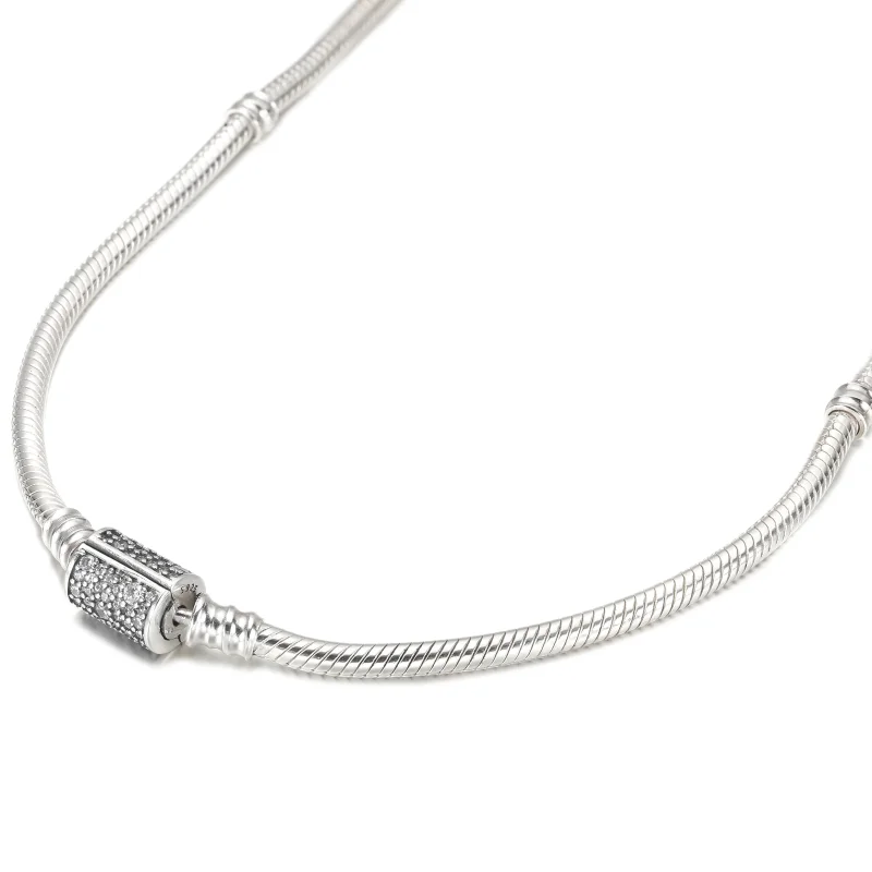 (Bild für) Pandora Moments Doppelt gewickeltes Schlangenketten-Armband/Halskette mit Fassve - Ansicht 4