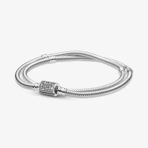 (Bild für) Pandora Moments Doppelt gewickeltes Schlangenketten-Armband/Halskette mit Fassverschluss - 599544C01-D
