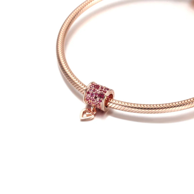 (Bild für) PANDORA Pavé Freehand Heart Barrel Charm - 789548C01 - Ansicht 5