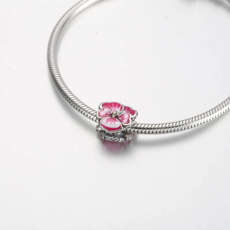 (Bild für) PANDORA Rosa Stiefmütterchen-Blumen-Charm - 790777C01 - Ansicht 5