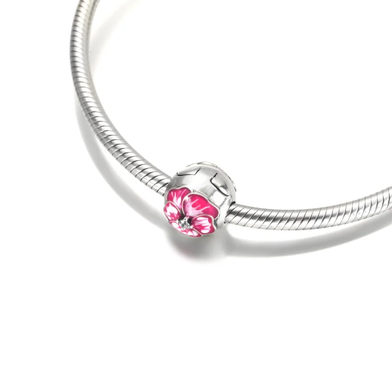 (Bild für) PANDORA Rosa Stiefmütterchen-Blumen-Clip-Charm - 790772C01 - Ansicht 4