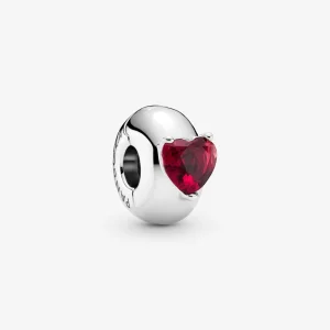(Bild für) PANDORA Rotes Herz-Solitär-Clip-Charm - 799203C01