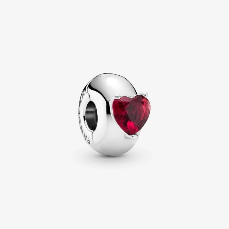 (Bild für) PANDORA Rotes Herz-Solitär-Clip-Charm - 799203C01