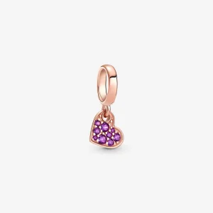 (Bild für) PANDORA Royal Purple Pavé Tilted Heart Dangle Charm - 789404C03