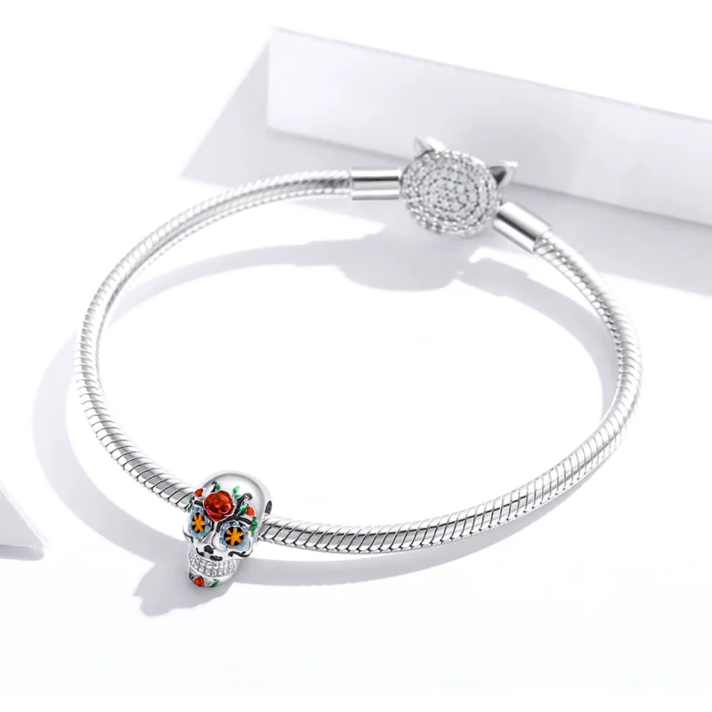 (Bild für) Pandora Style Shine Halloween-Totenkopf-Charm - BSC326 - Ansicht 3