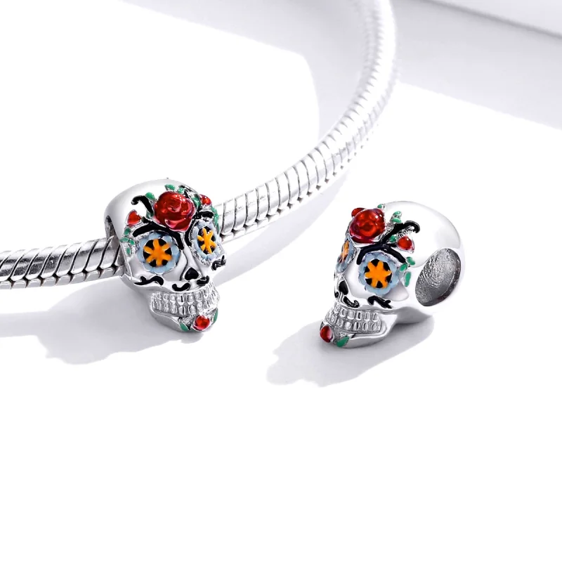 (Bild für) Pandora Style Shine Halloween-Totenkopf-Charm - BSC326 - Ansicht 4