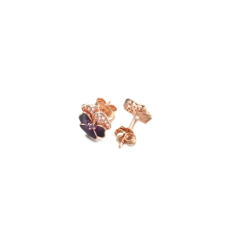 (Bild für) PANDORA Tieflila Stiefmütterchen-Blumen-Ohrstecker - 280781C01 - Ansicht 3