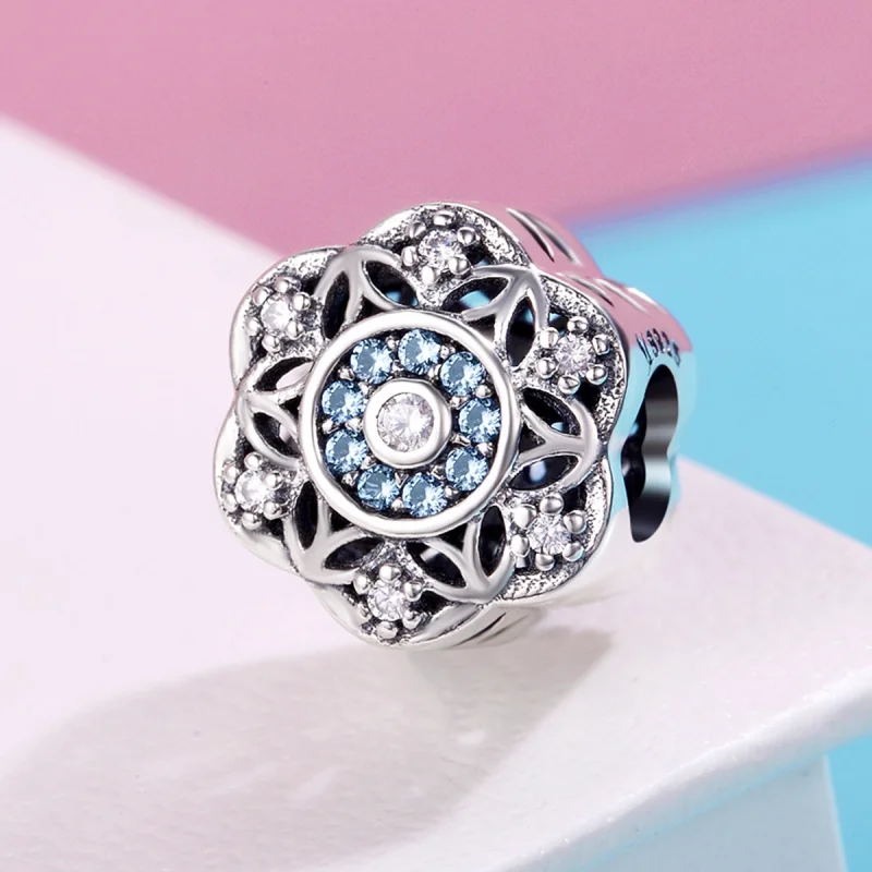 (Bild für) Romantischer Schneeflocken-Charm aus Silber im Pandora-Stil - SCC247 - Ansicht 3