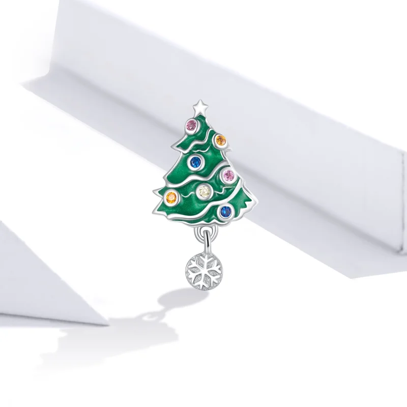 (Bild für) Silberner bunter Weihnachtsbaum-Charm im Pandora-Stil - BSC374 - Ansicht 2