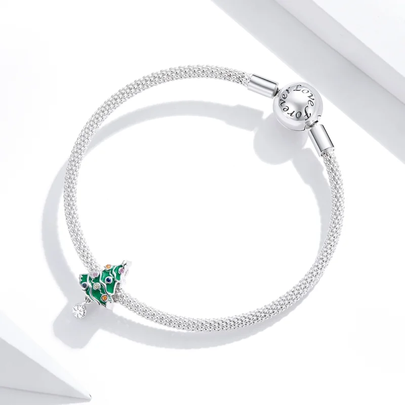(Bild für) Silberner bunter Weihnachtsbaum-Charm im Pandora-Stil - BSC374 - Ansicht 3