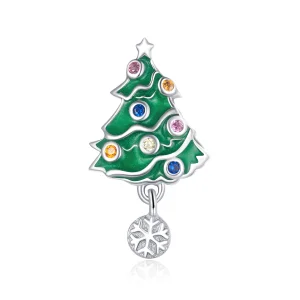 (Bild für) Silberner bunter Weihnachtsbaum-Charm im Pandora-Stil - BSC374