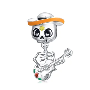 (Bild für) Silberner Gitarren-Schädel-Mann-Charm im Pandora-Stil - BSC327