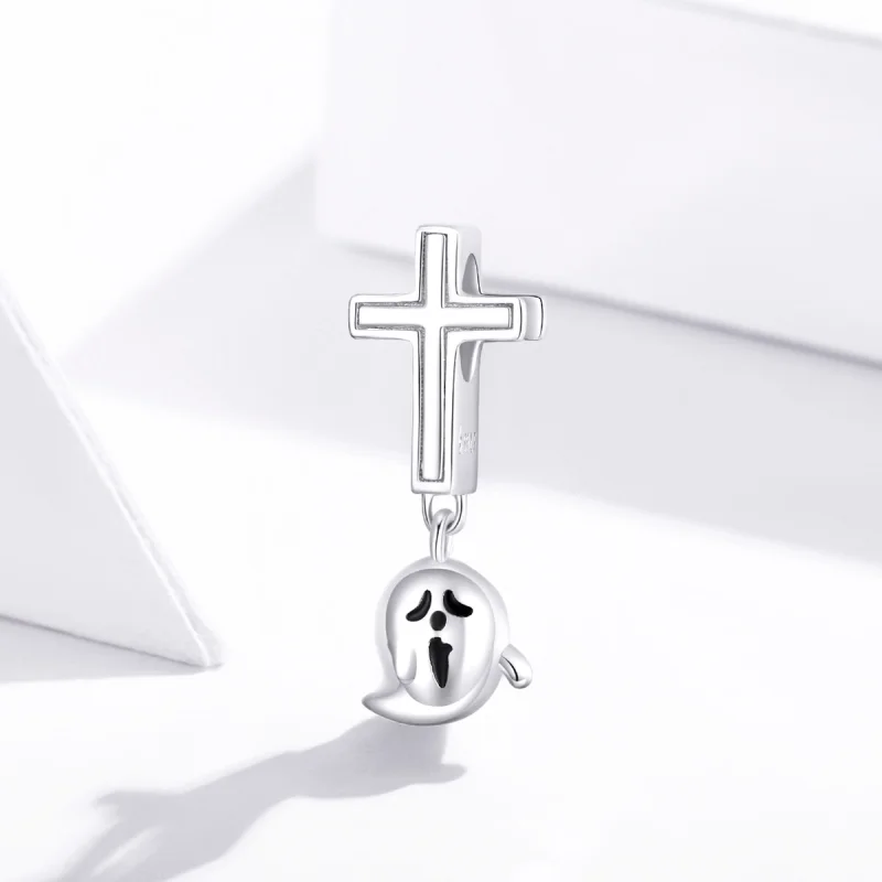 (Bild für) Silberner Halloween-Geister-Charm im Pandora-Stil - BSC328 - Ansicht 2