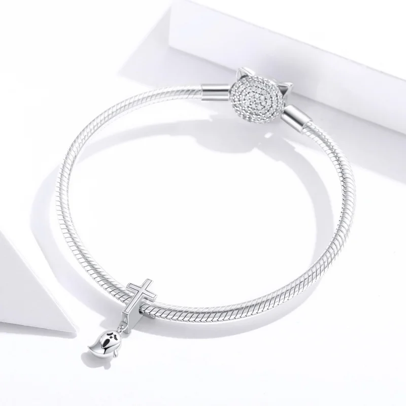 (Bild für) Silberner Halloween-Geister-Charm im Pandora-Stil - BSC328 - Ansicht 3