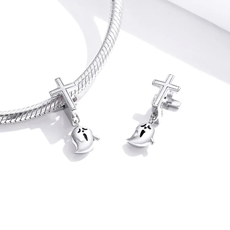 (Bild für) Silberner Halloween-Geister-Charm im Pandora-Stil - BSC328 - Ansicht 4