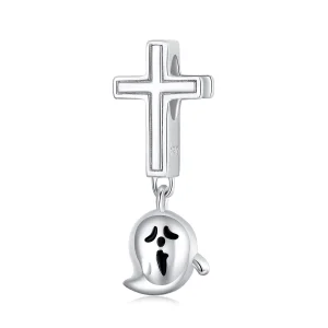 (Bild für) Silberner Halloween-Geister-Charm im Pandora-Stil - BSC328