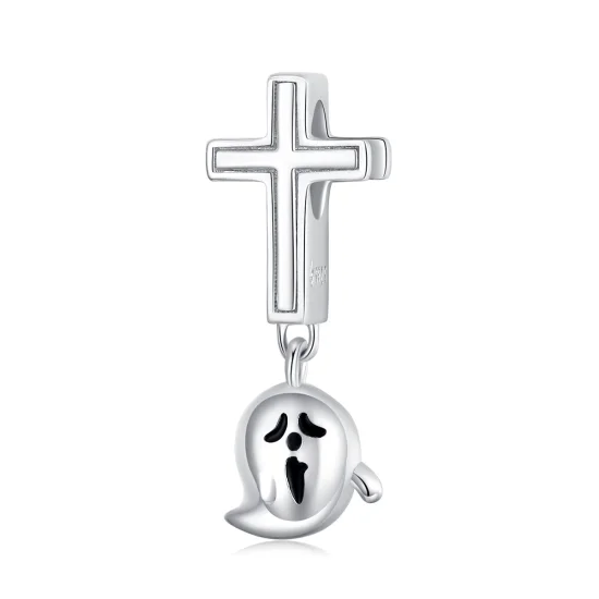 (Bild für) Silberner Halloween-Geister-Charm im Pandora-Stil - BSC328