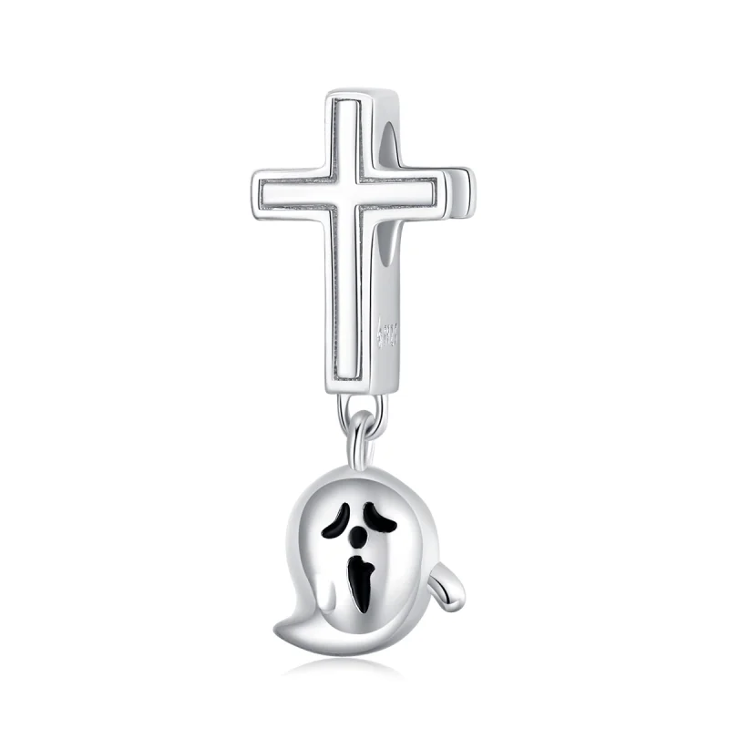 (Bild für) Silberner Halloween-Geister-Charm im Pandora-Stil - BSC328