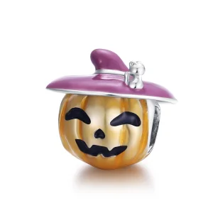 (Bild für) Silberner Halloween-Kürbis-Charm im Pandora-Stil - BSC329