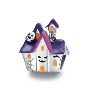 (Bild für) Silberner Halloween-Spukhaus-Charm im Pandora-Stil - BSC324