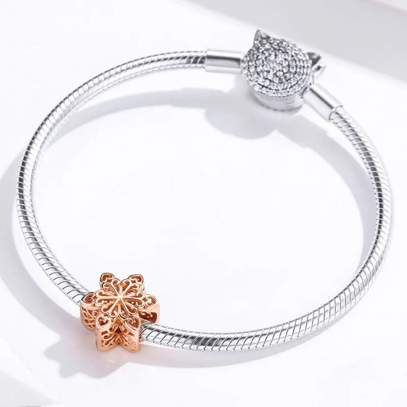 (Bild für) Silberner Schneeflocken-Charm im Pandora-Stil - SCC719-C - Ansicht 4