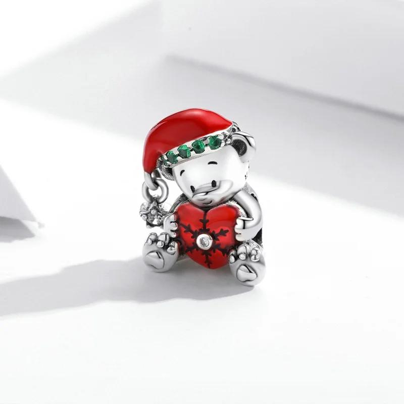 (Bild für) Silberner Weihnachtsbär-Charm im Pandora-Stil - SCC2035 - Ansicht 2