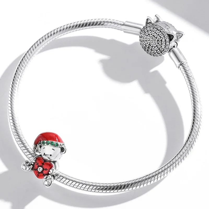 (Bild für) Silberner Weihnachtsbär-Charm im Pandora-Stil - SCC2035 - Ansicht 3