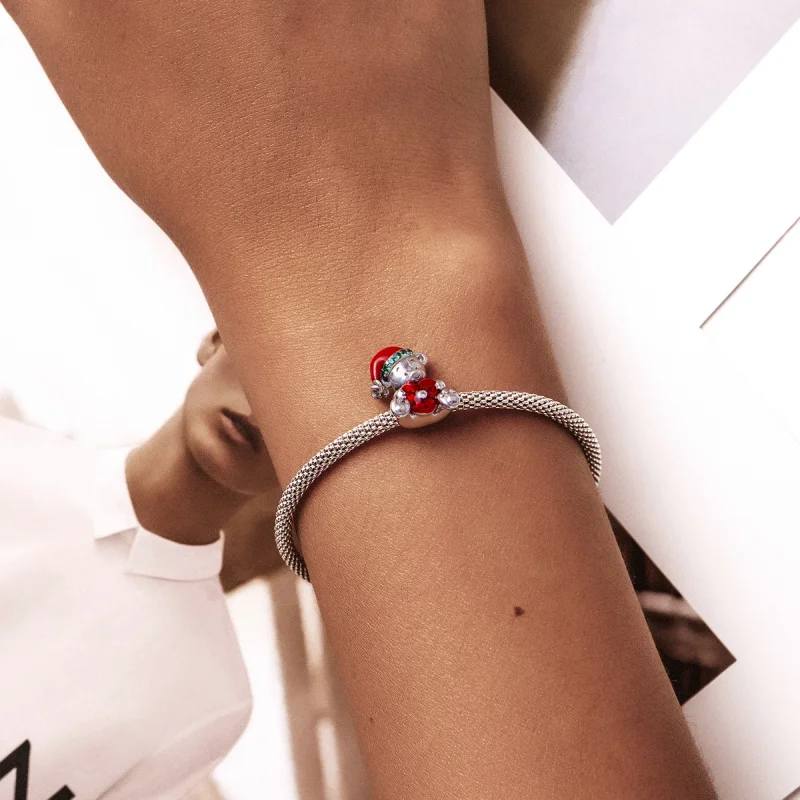 (Bild für) Silberner Weihnachtsbär-Charm im Pandora-Stil - SCC2035 - Ansicht 5