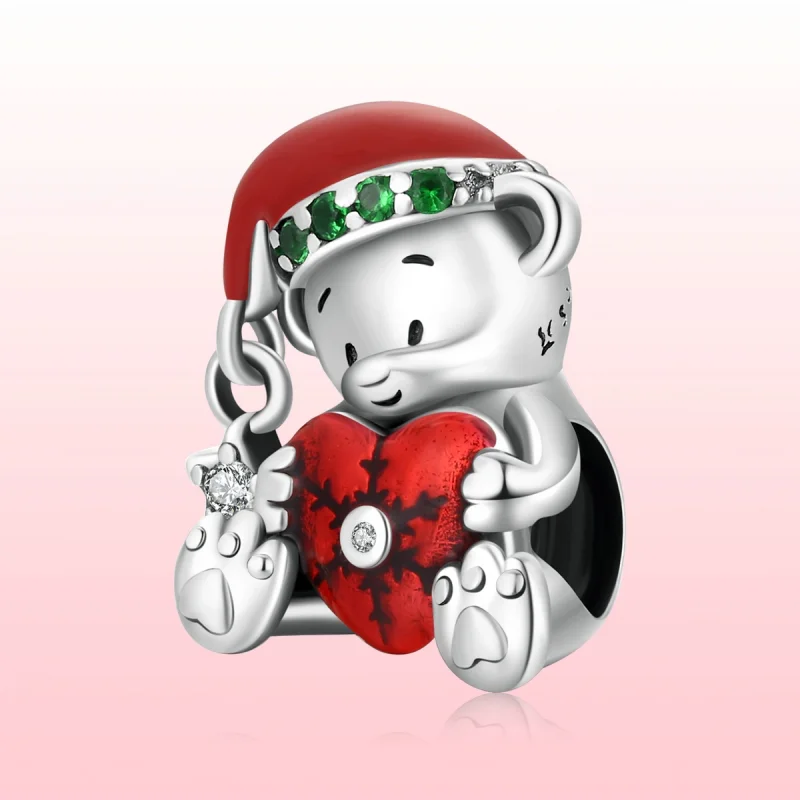 (Bild für) Silberner Weihnachtsbär-Charm im Pandora-Stil - SCC2035 - Ansicht 6