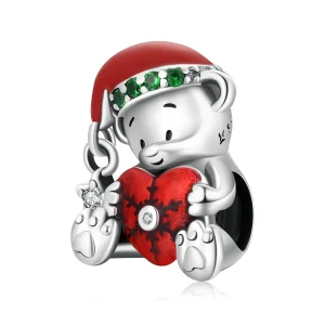 (Bild für) Silberner Weihnachtsbär-Charm im Pandora-Stil - SCC2035