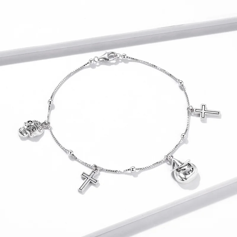 (Bild für) Silbernes Happy-Halloween-Armband im Pandora-Stil - BSB051 - Ansicht 2