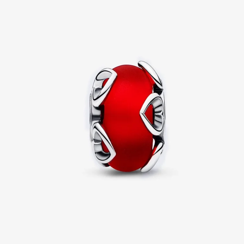 (Bild für) PANDORA Charm aus mattiertem rotem Muranoglas und Herzen - 792497C01 - Ansicht 3