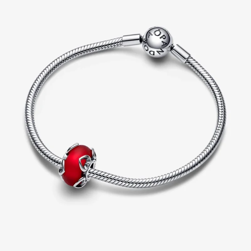 (Bild für) PANDORA Charm aus mattiertem rotem Muranoglas und Herzen - 792497C01 - Ansicht 4
