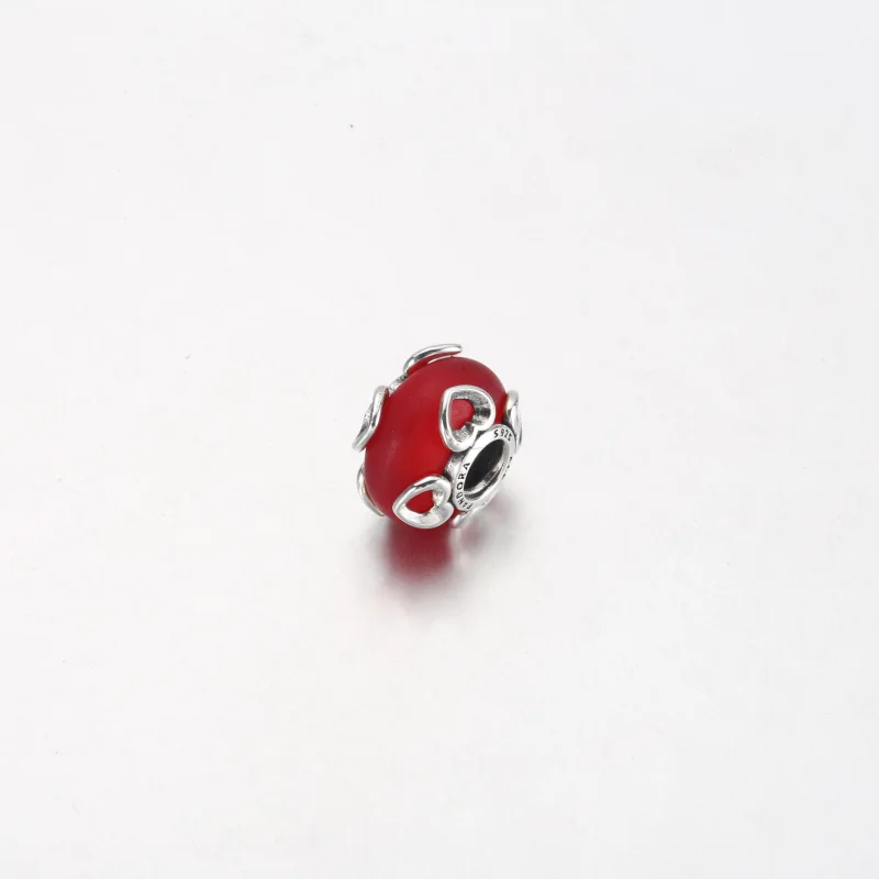 (Bild für) PANDORA Charm aus mattiertem rotem Muranoglas und Herzen - 792497C01 - Ansicht 9